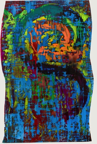 Irene Laksine large acrylic on PVC ref 24 Framed, black frame